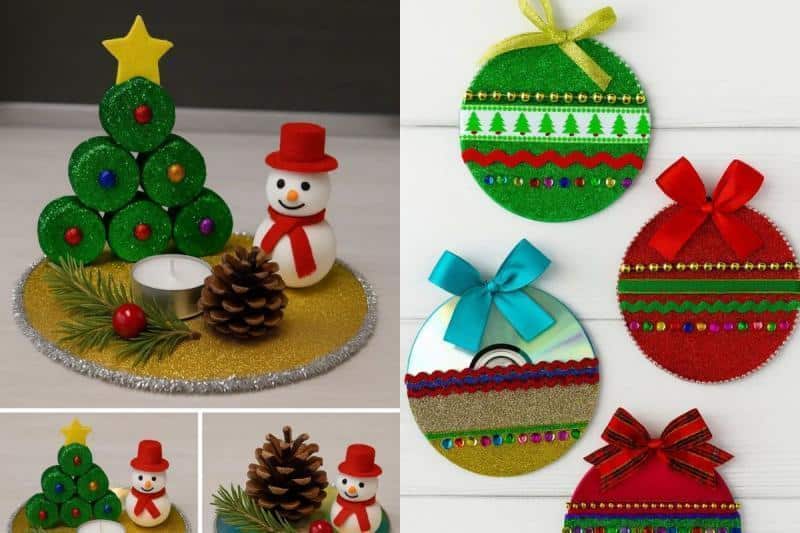 Repurposed CDs Turned into Stunning Holiday Decor beautiful christmas arrangements made with old cds