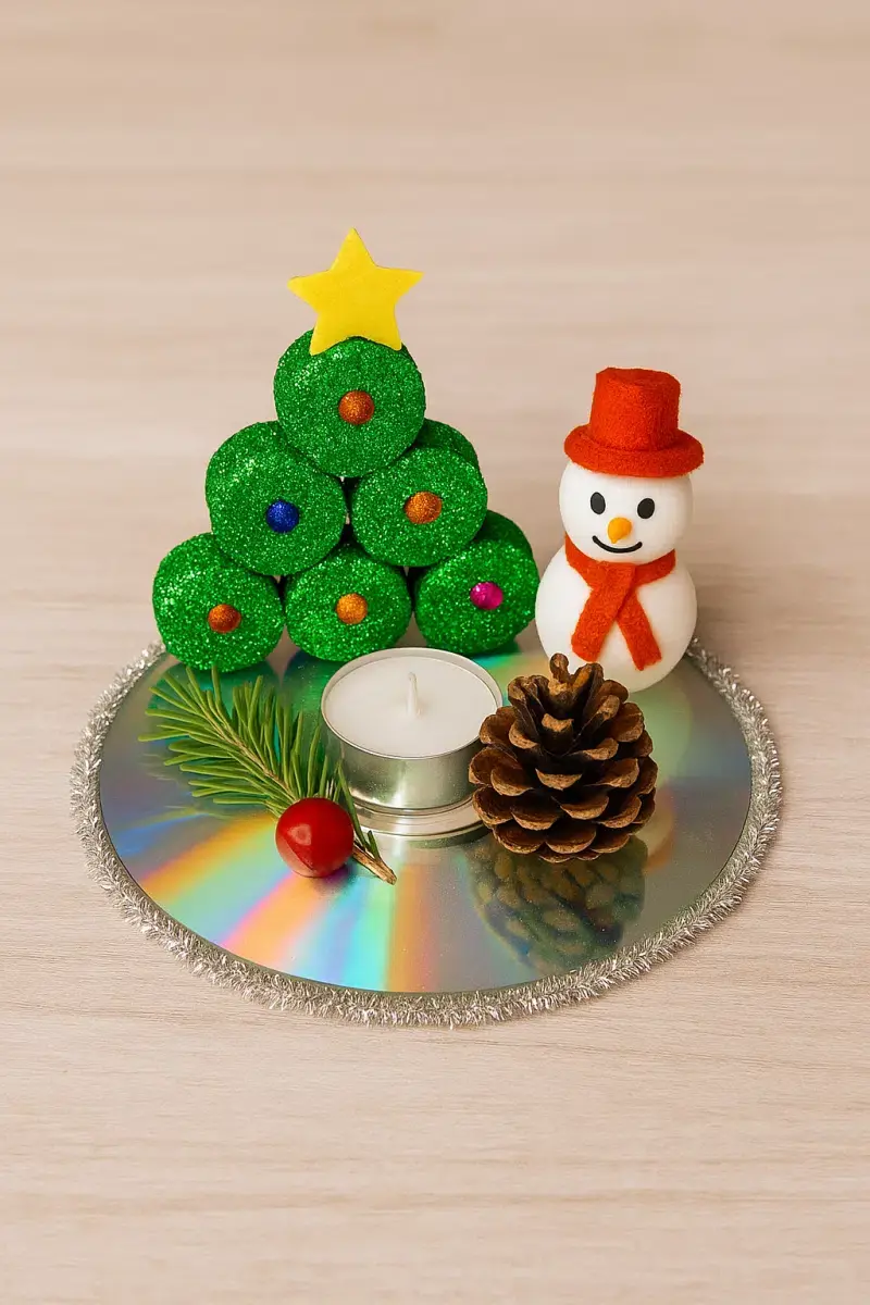 Repurposed CDs Turned into Stunning Holiday Decor beautiful christmas arrangements made with old cds