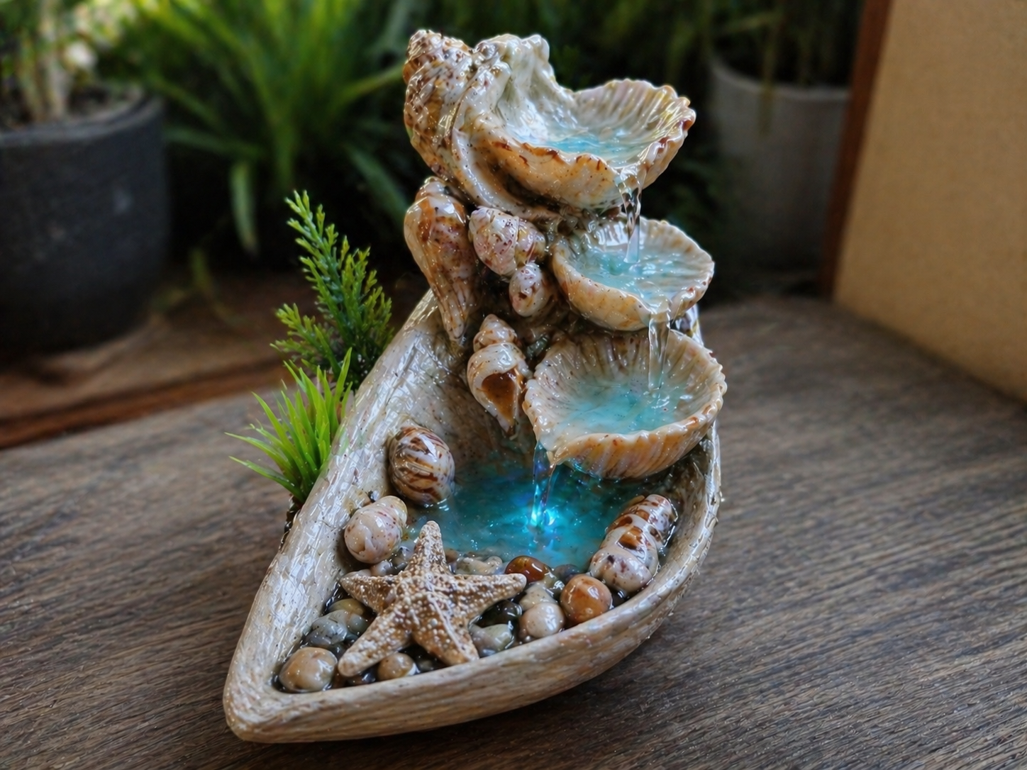 Seashell Fountain Built Around a Small Pump beautiful fountain ideas made with seashells and silicone 3