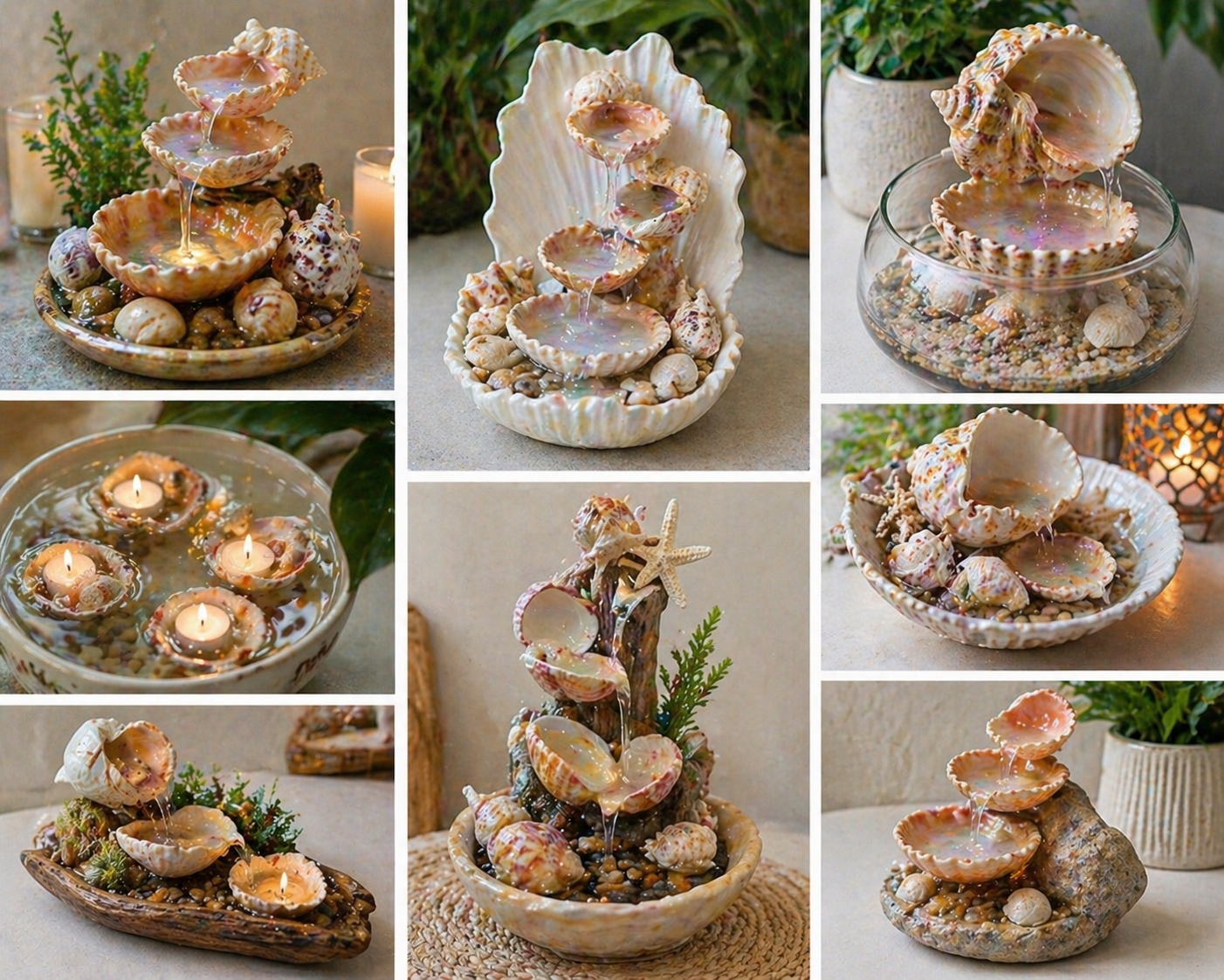 Seashell Fountain Built Around a Small Pump beautiful fountain ideas made with seashells and silicone 5