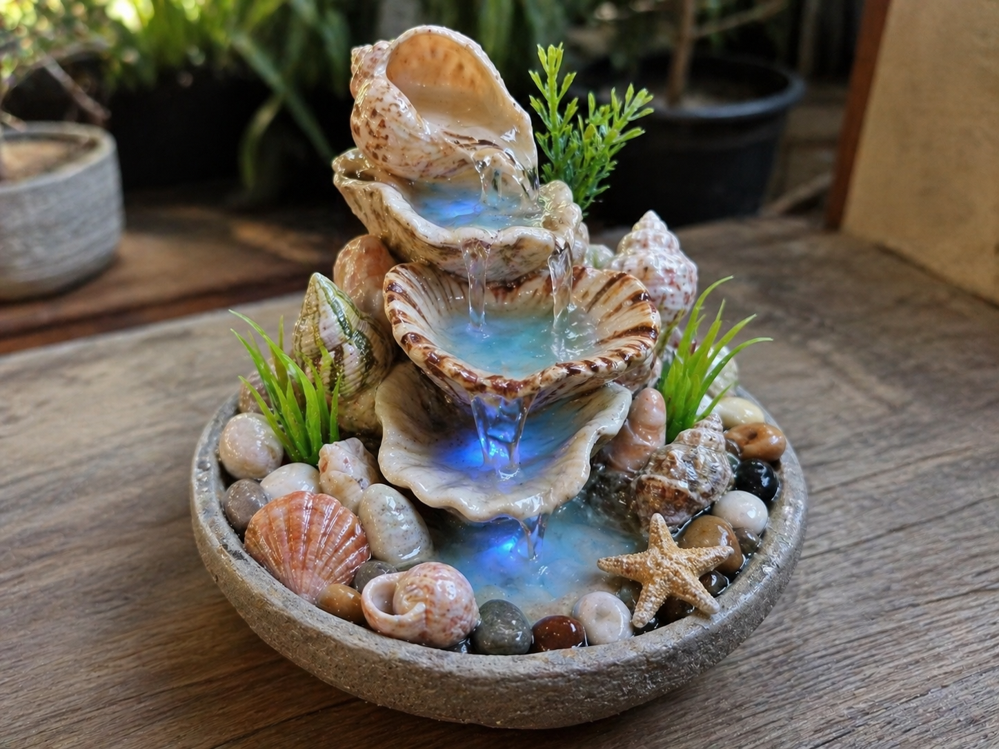 Seashell Fountain Built Around a Small Pump beautiful fountain ideas made with seashells and silicone 6
