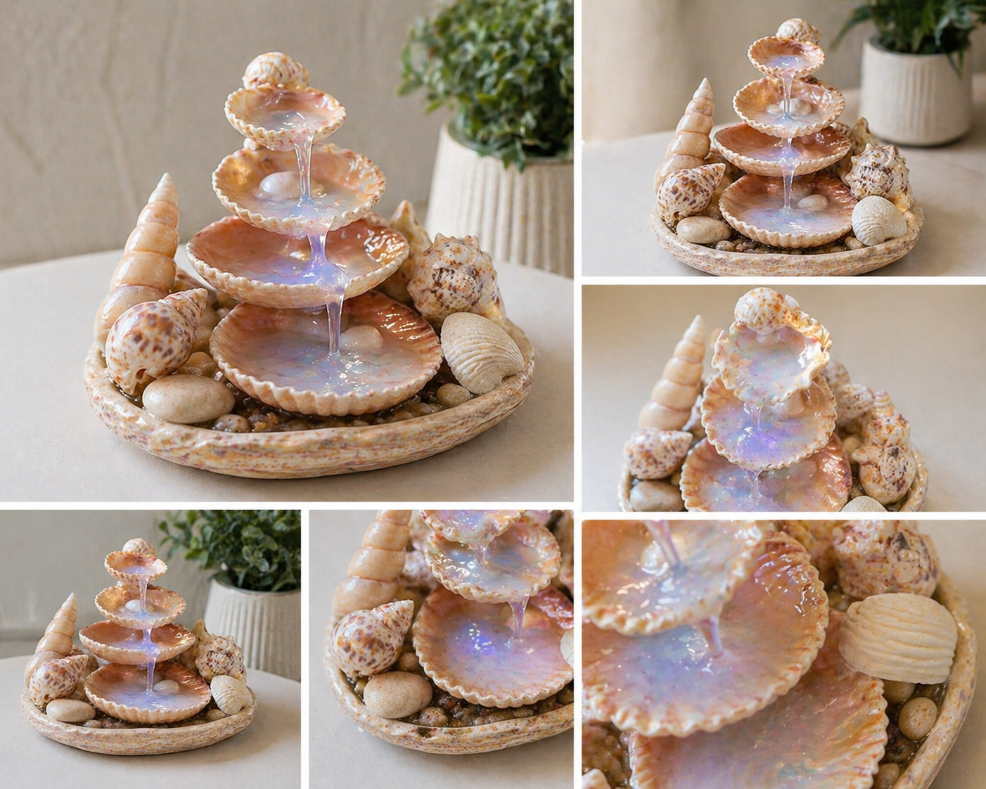 Seashell Fountain Built Around a Small Pump beautiful fountain ideas made with seashells and silicone