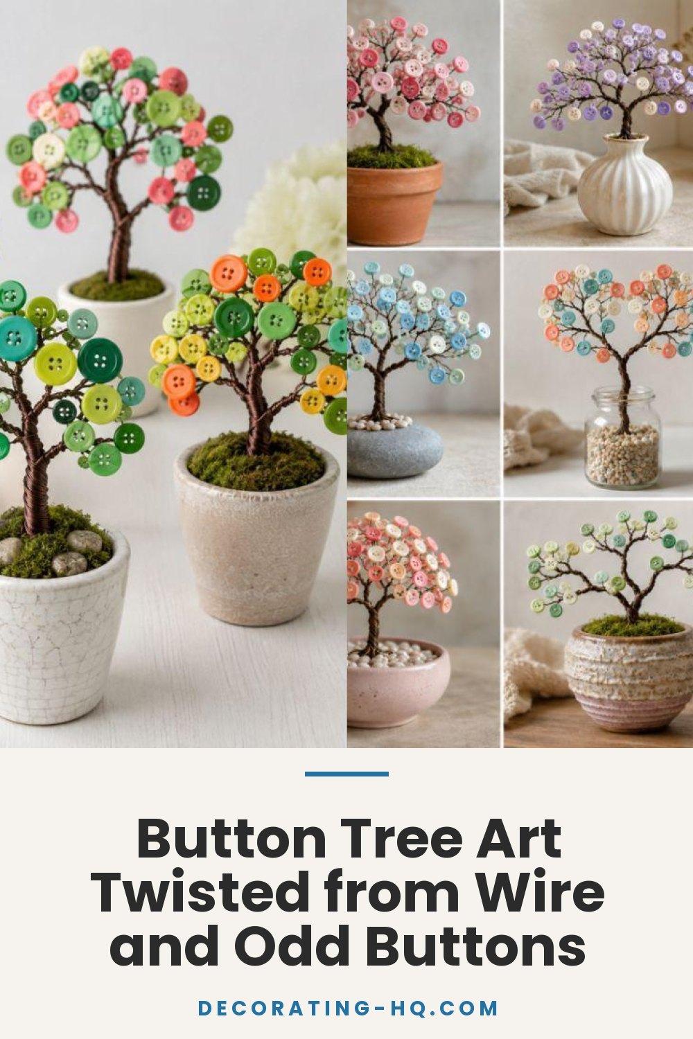 Button Tree Art Twisted from Wire and Odd Buttons