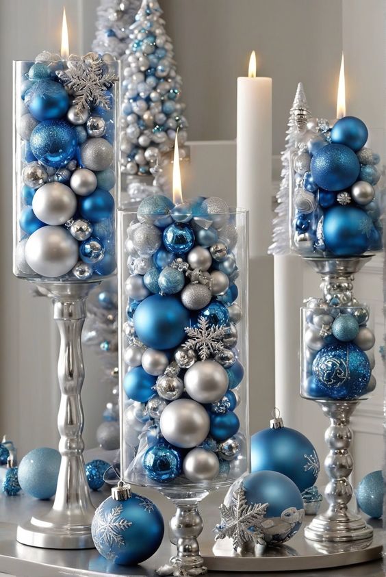 blue christmas decor ideas 3