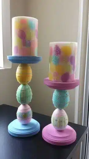 candle holders made from easter eggs 1