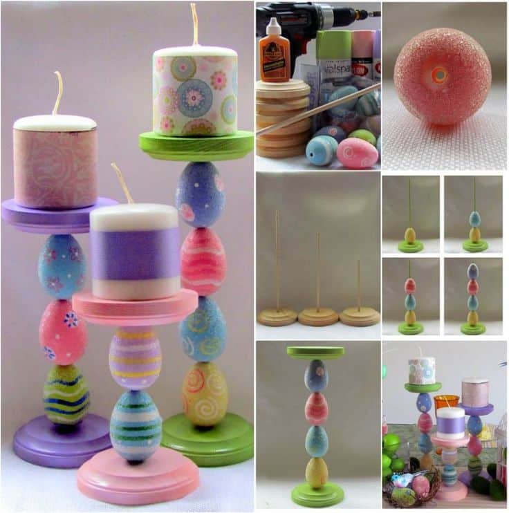 candle holders made from easter eggs