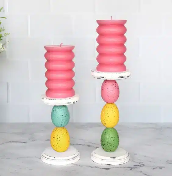 candle holders made from easter eggs