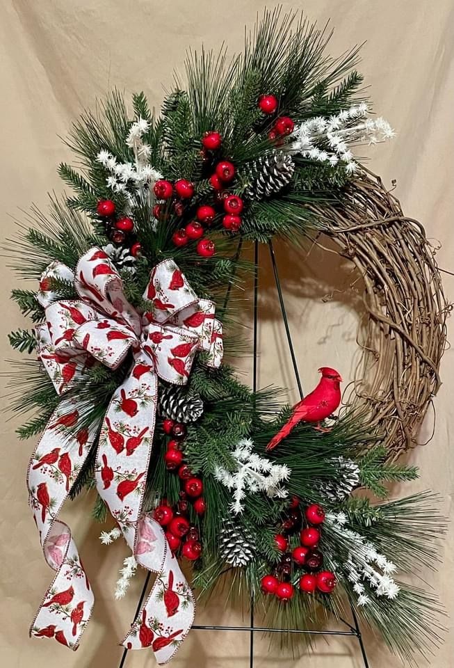 cardinal christmas wreath 6