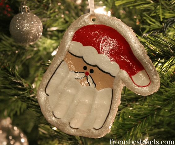 Christmas decoration with finger and hand print to remember later