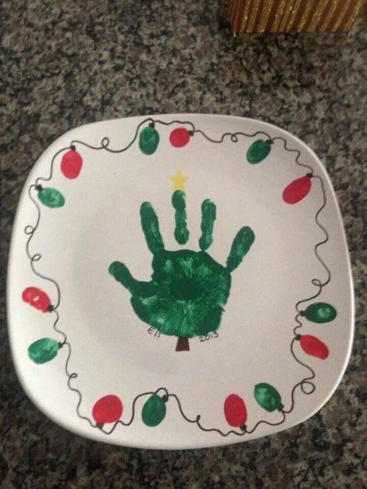 Christmas decoration with finger and hand print to remember later