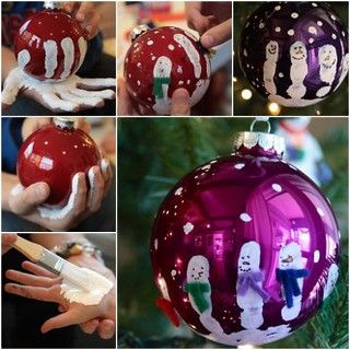 Christmas decoration with finger and hand print to remember later