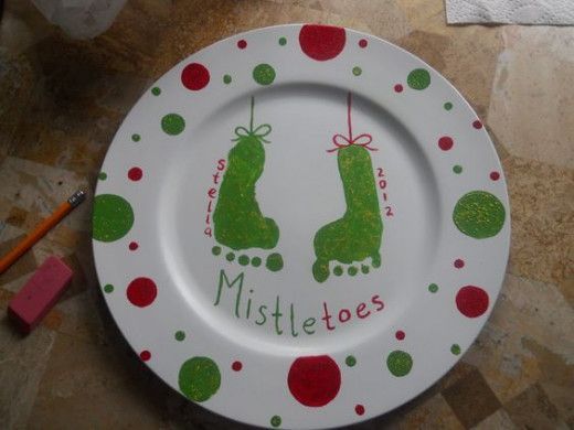 Christmas decoration with finger and hand print to remember later