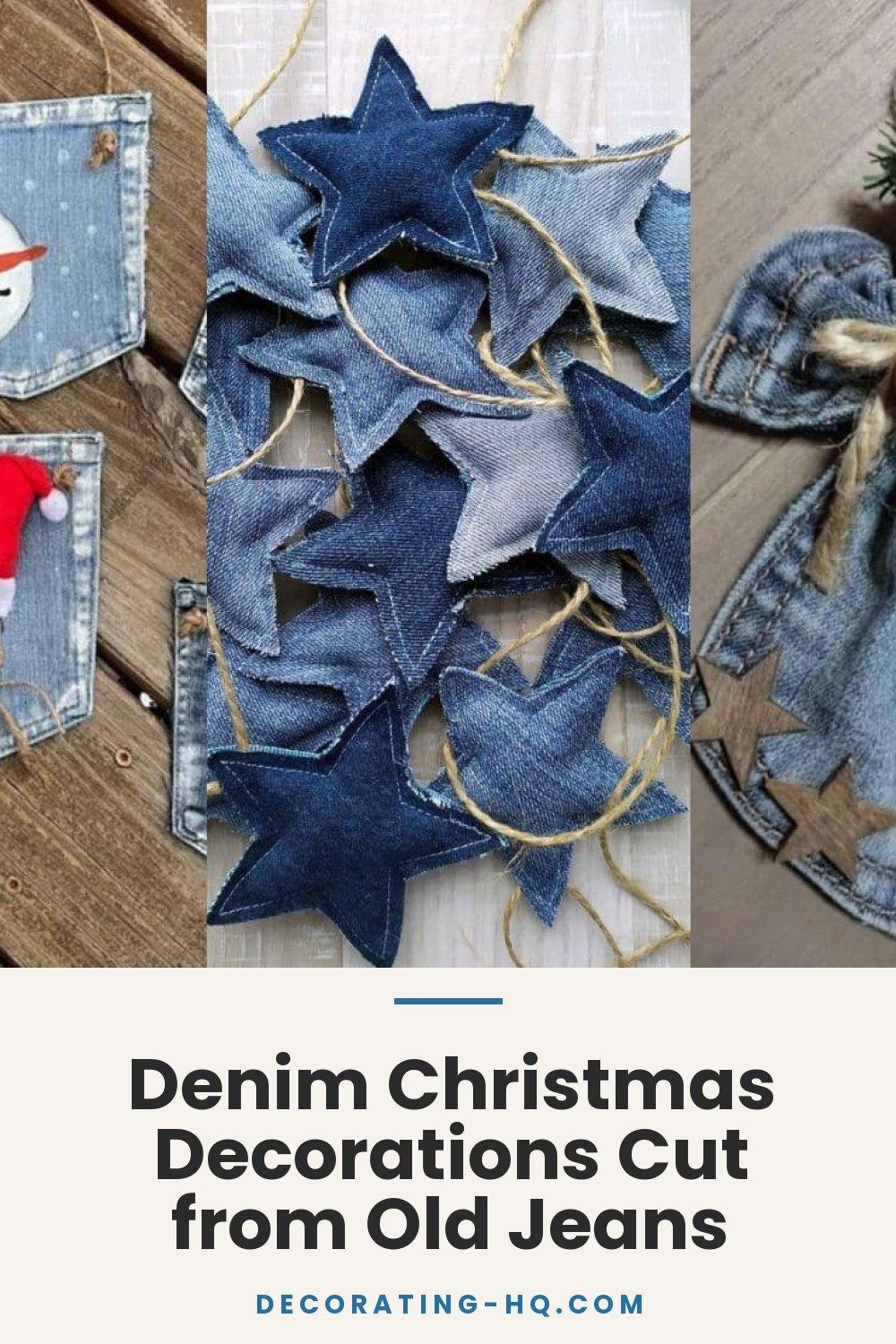 Denim Christmas Decorations Cut from Old Jeans