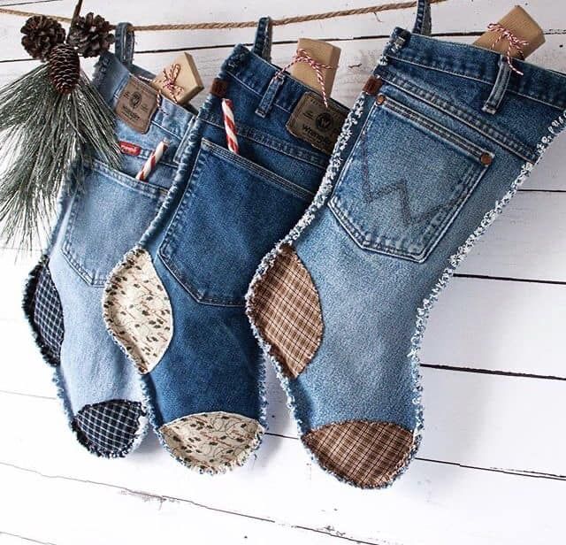 christmas decoration with recycled jeans 2