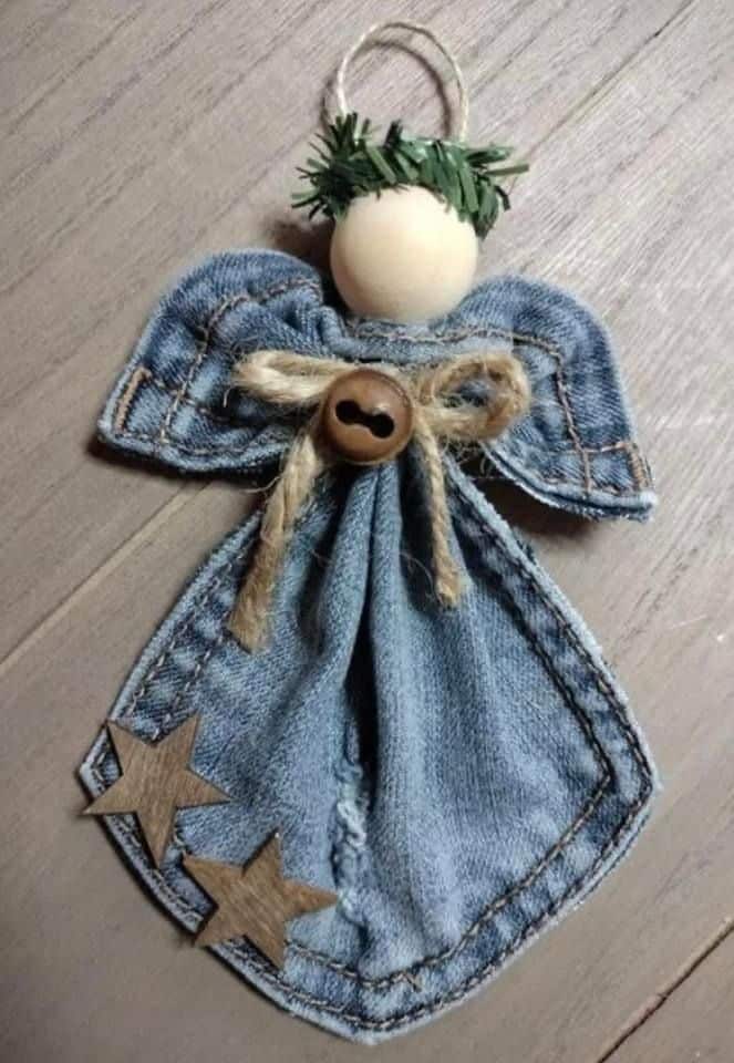 christmas decoration with recycled jeans