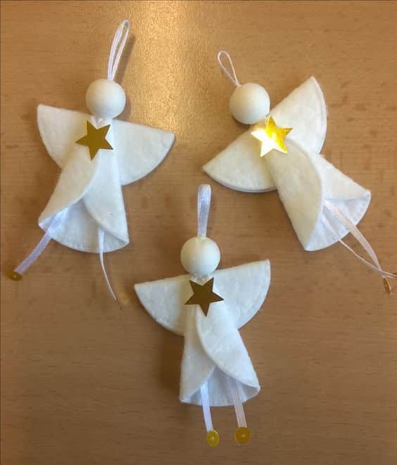 christmas decorations made with cotton disks angel