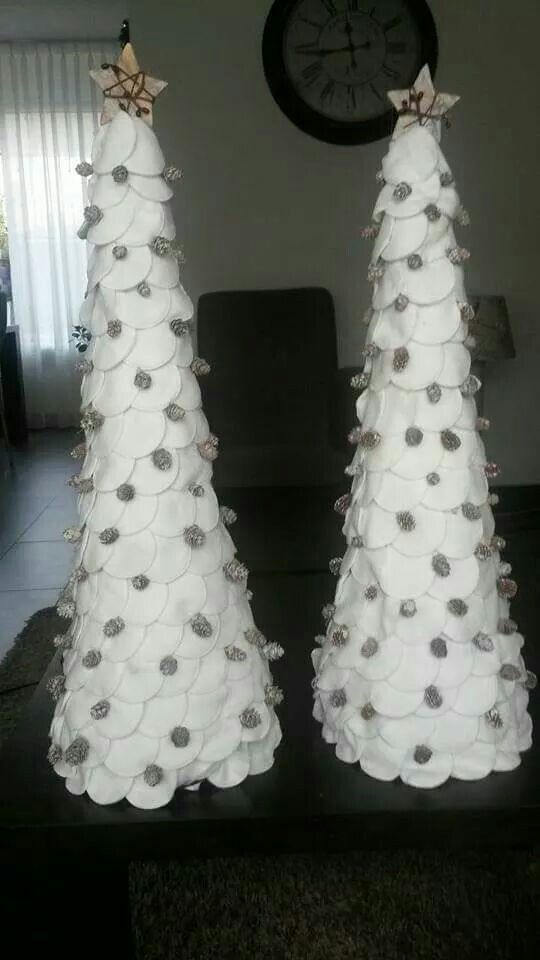 christmas decorations made with cotton disks tree