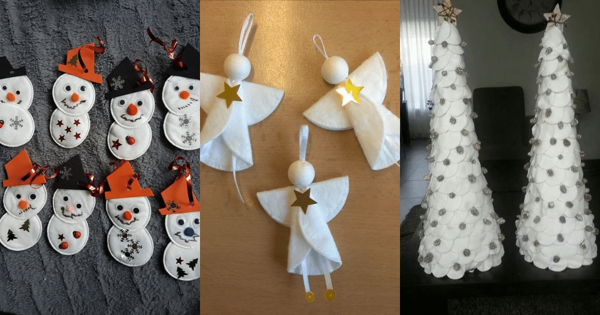 christmas decorations made with cotton disks