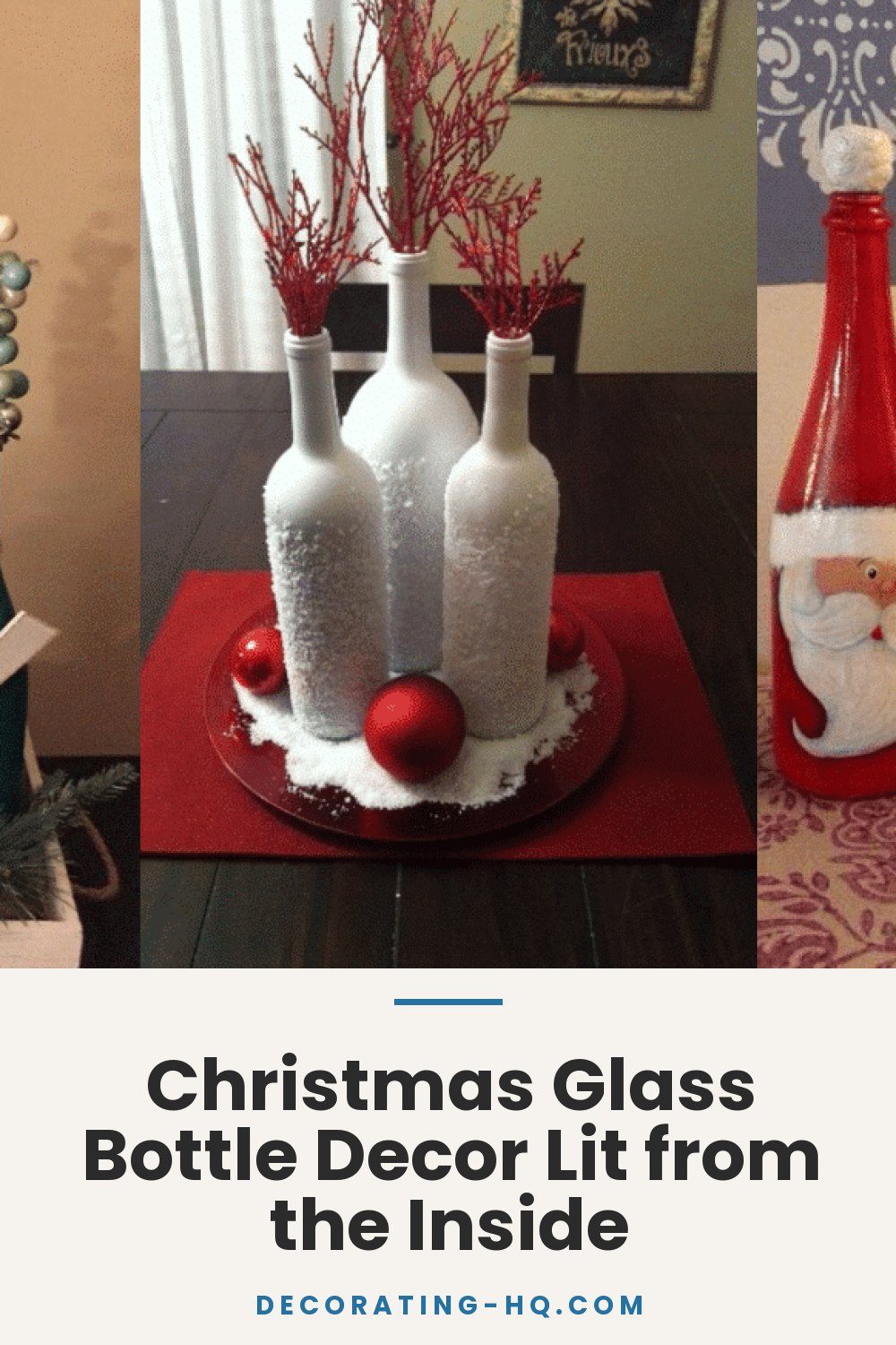 Christmas Glass Bottle Decor Lit from the Inside
