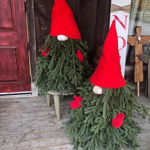 Christmas Gnome with Evergreen Branches