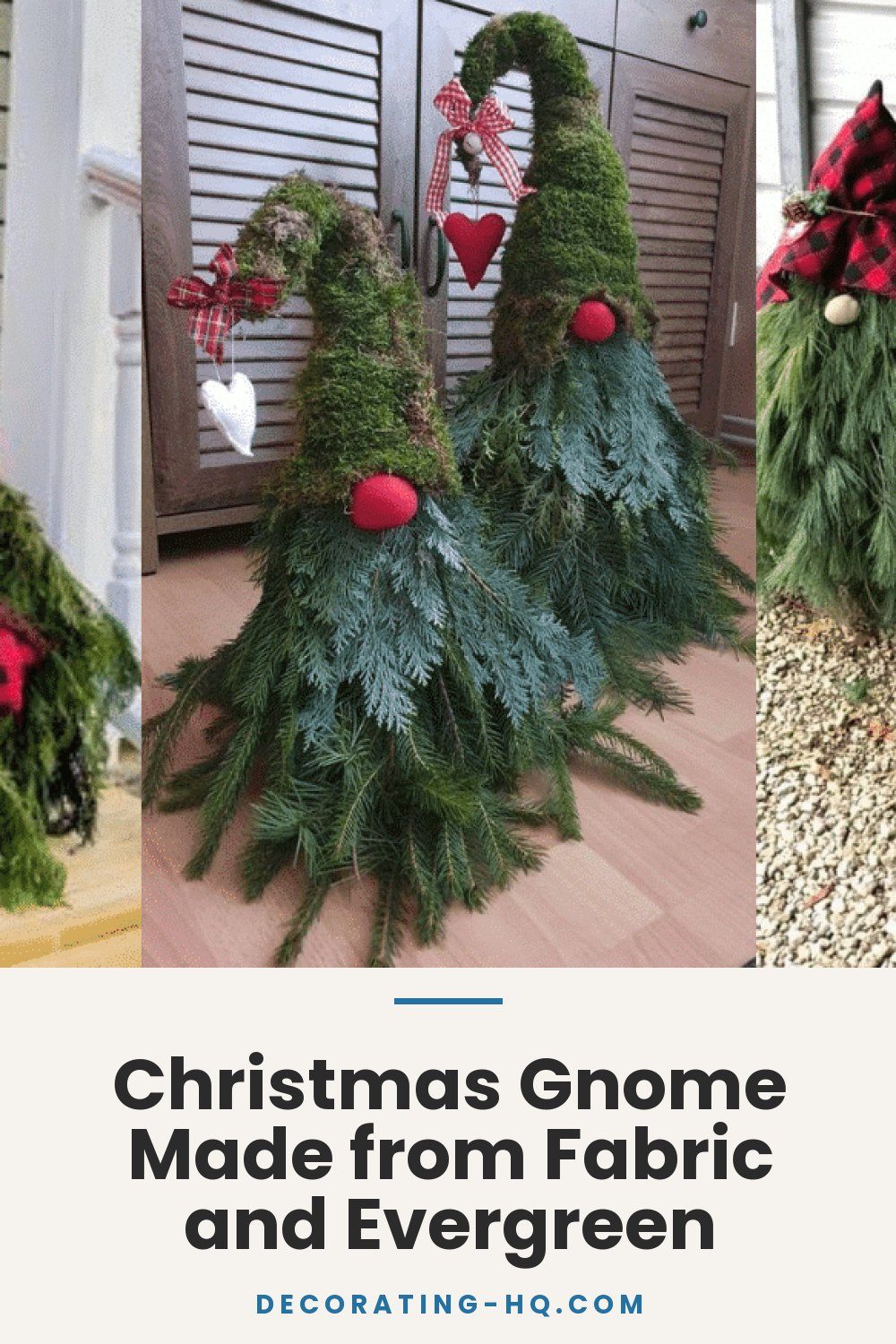 Christmas Gnome Made from Fabric and Evergreen