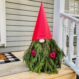 Christmas Gnome with Evergreen Branches