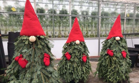 Christmas Gnome with Evergreen Branches