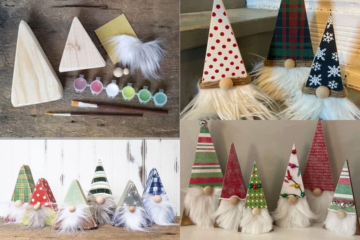 christmas gnomes with wooden triangles 10