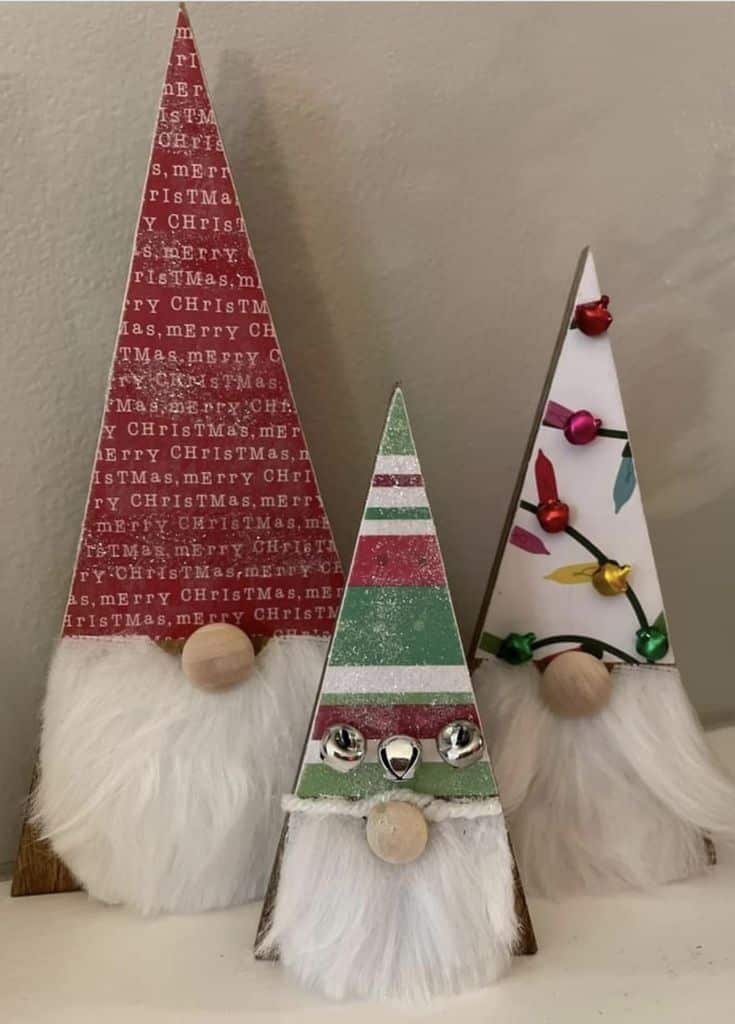 christmas gnomes with wooden triangles 2