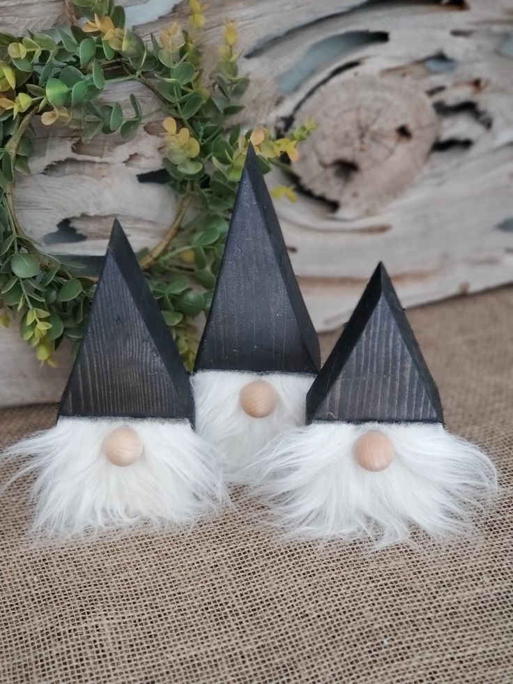 christmas gnomes with wooden triangles 6