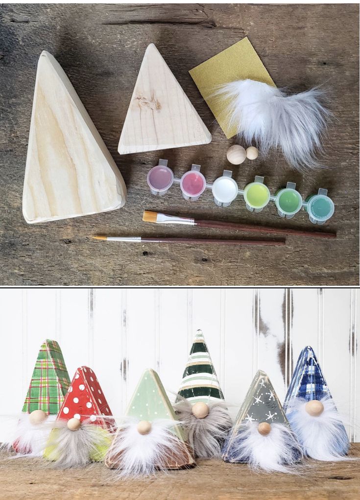 christmas gnomes with wooden triangles 9