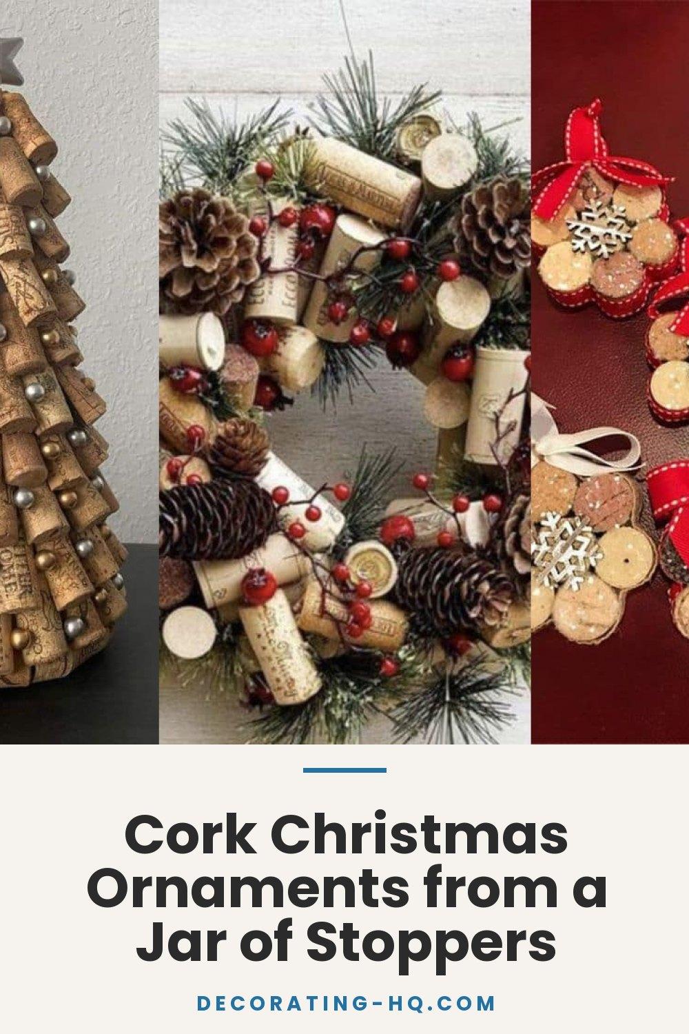 Cork Christmas Ornaments from a Jar of Stoppers