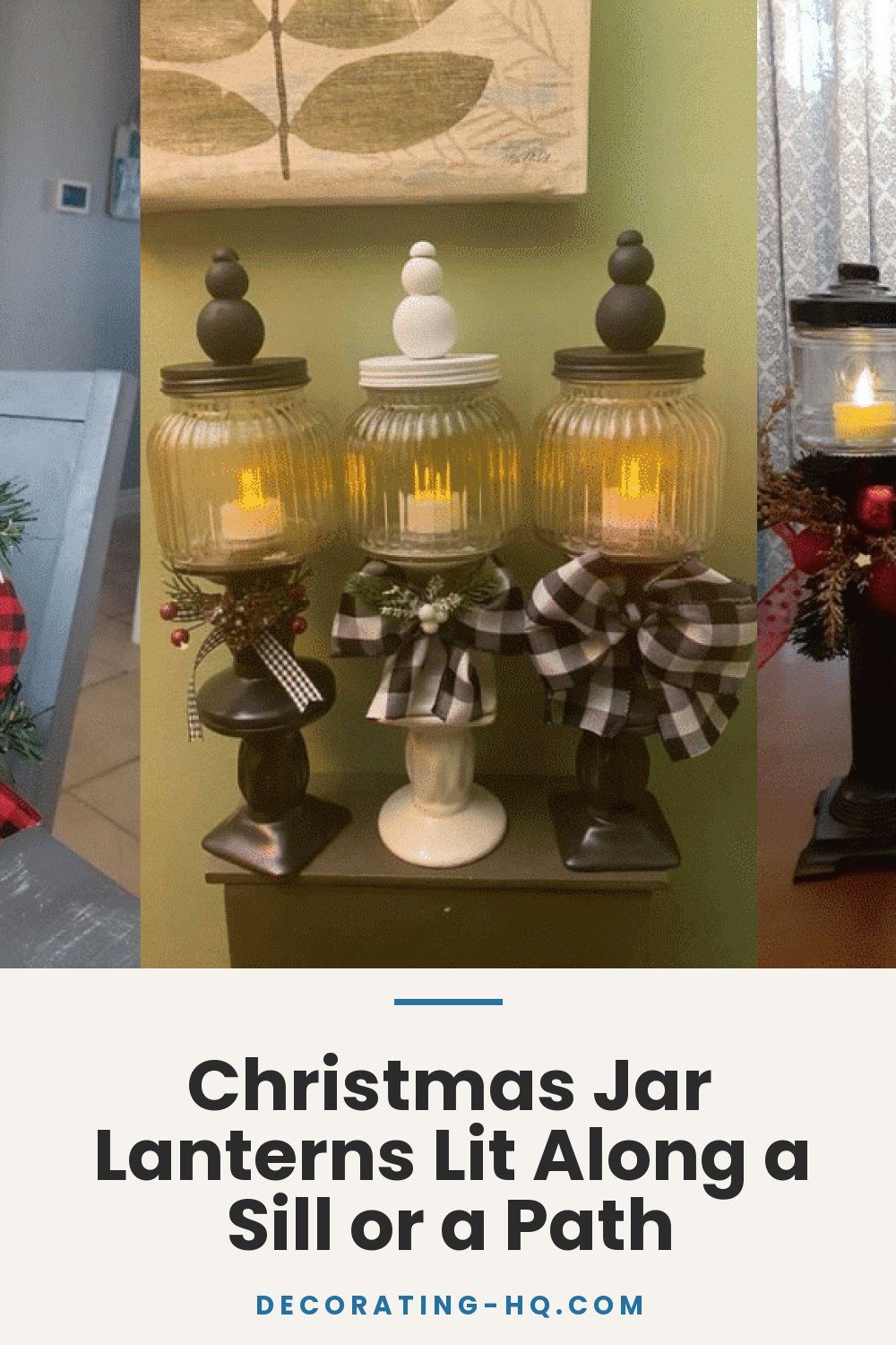 Christmas Jar Lanterns Lit Along a Sill or a Path