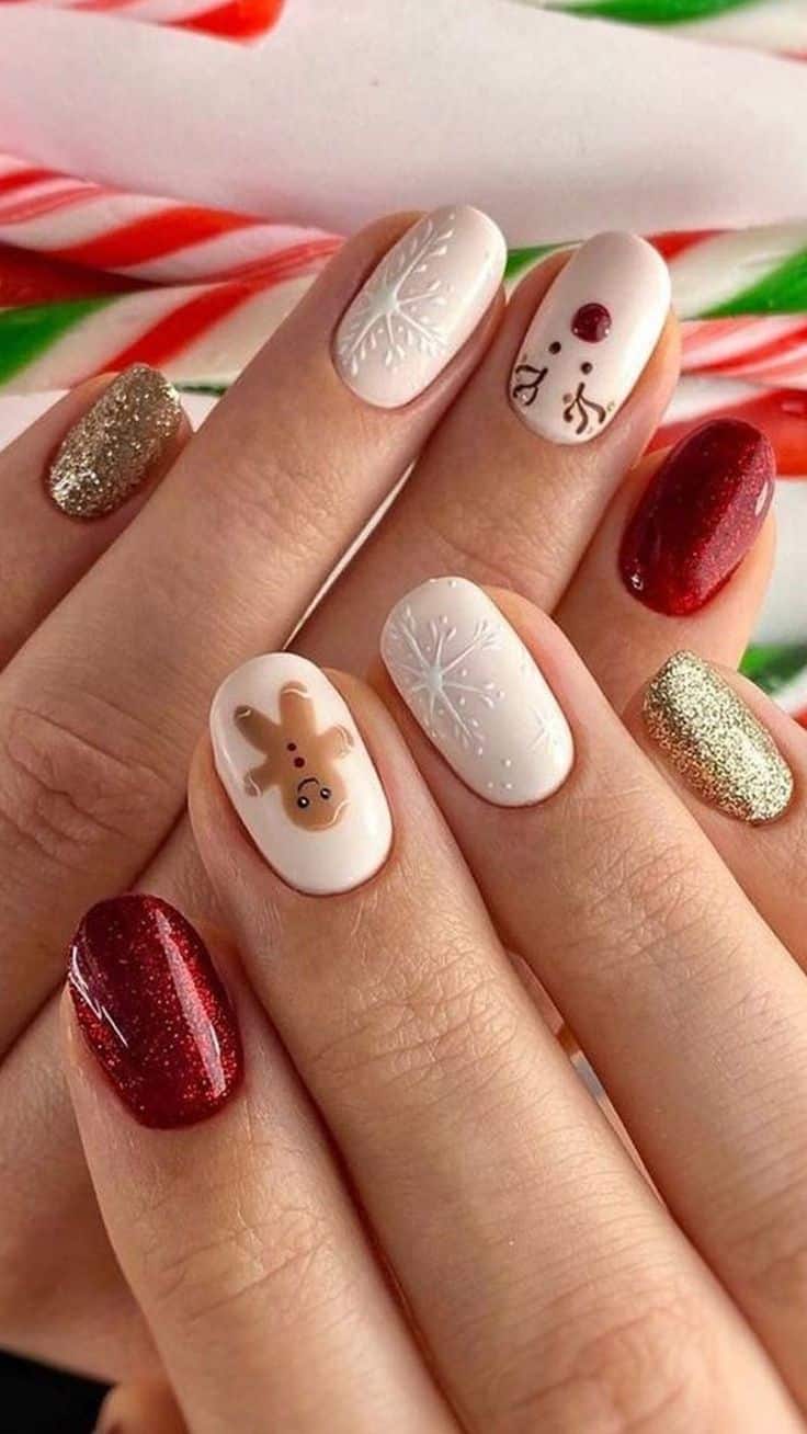 christmas nails gingerbread 2