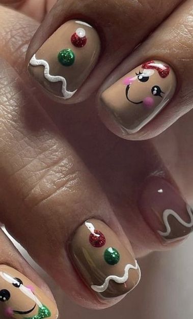 christmas nails gingerbread 4