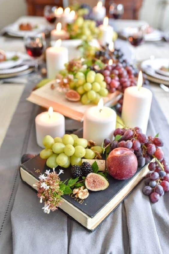 Christmas Table Arrangements Made with Fruits