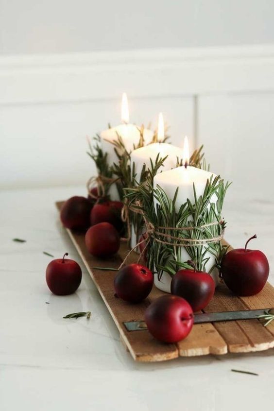 Christmas Table Arrangements Made with Fruits