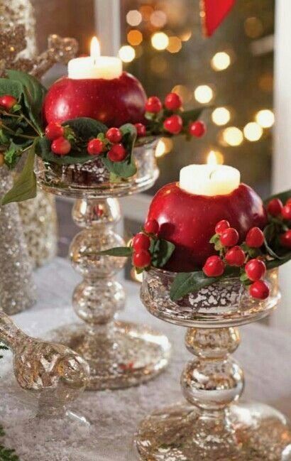 Christmas Table Arrangements Made with Fruits