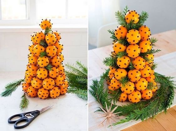 Christmas Table Arrangements Made with Fruits