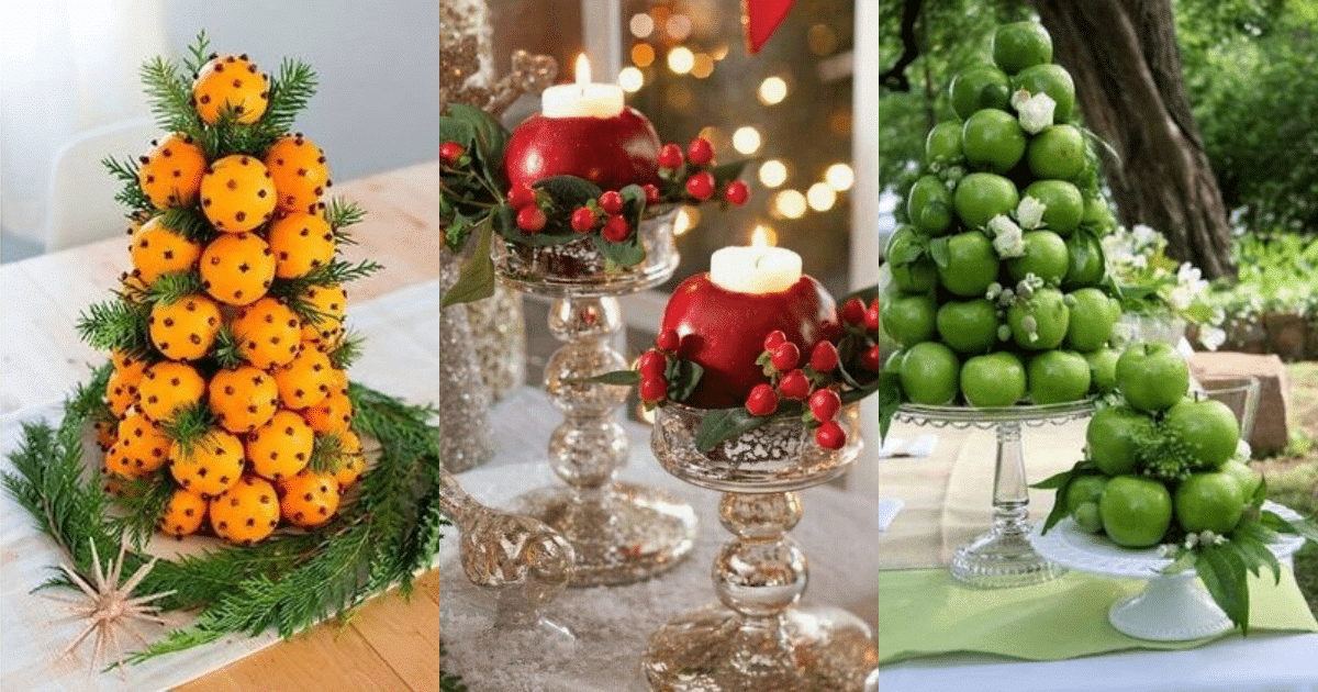 christmas table arrangements made with fruits