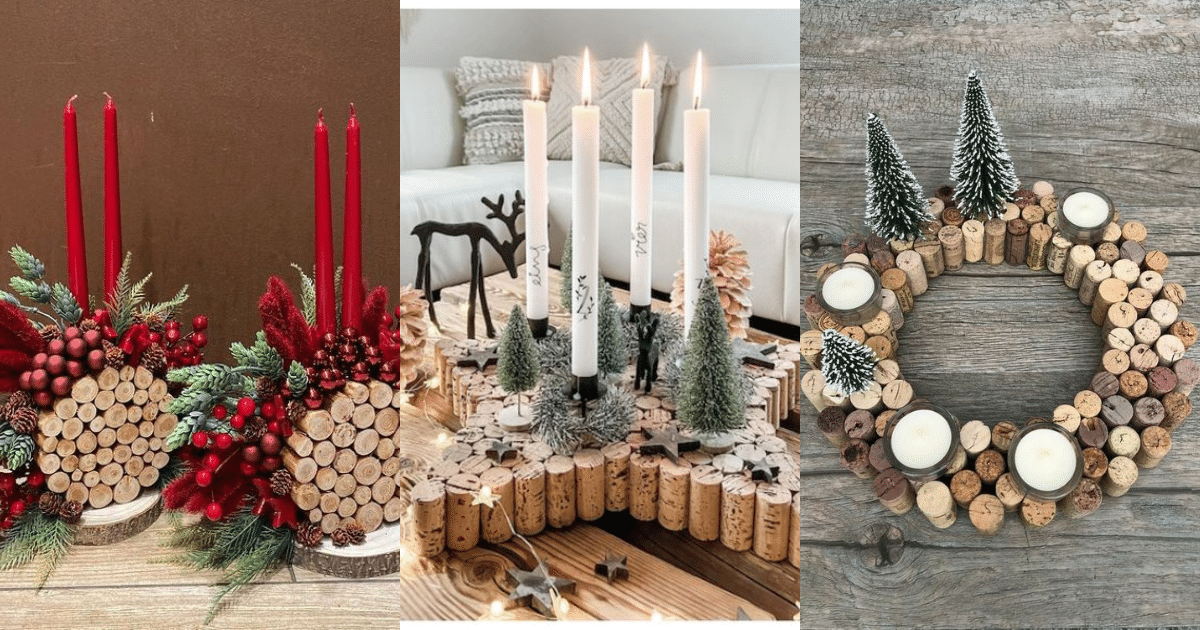 christmas table centerpieces made with cork