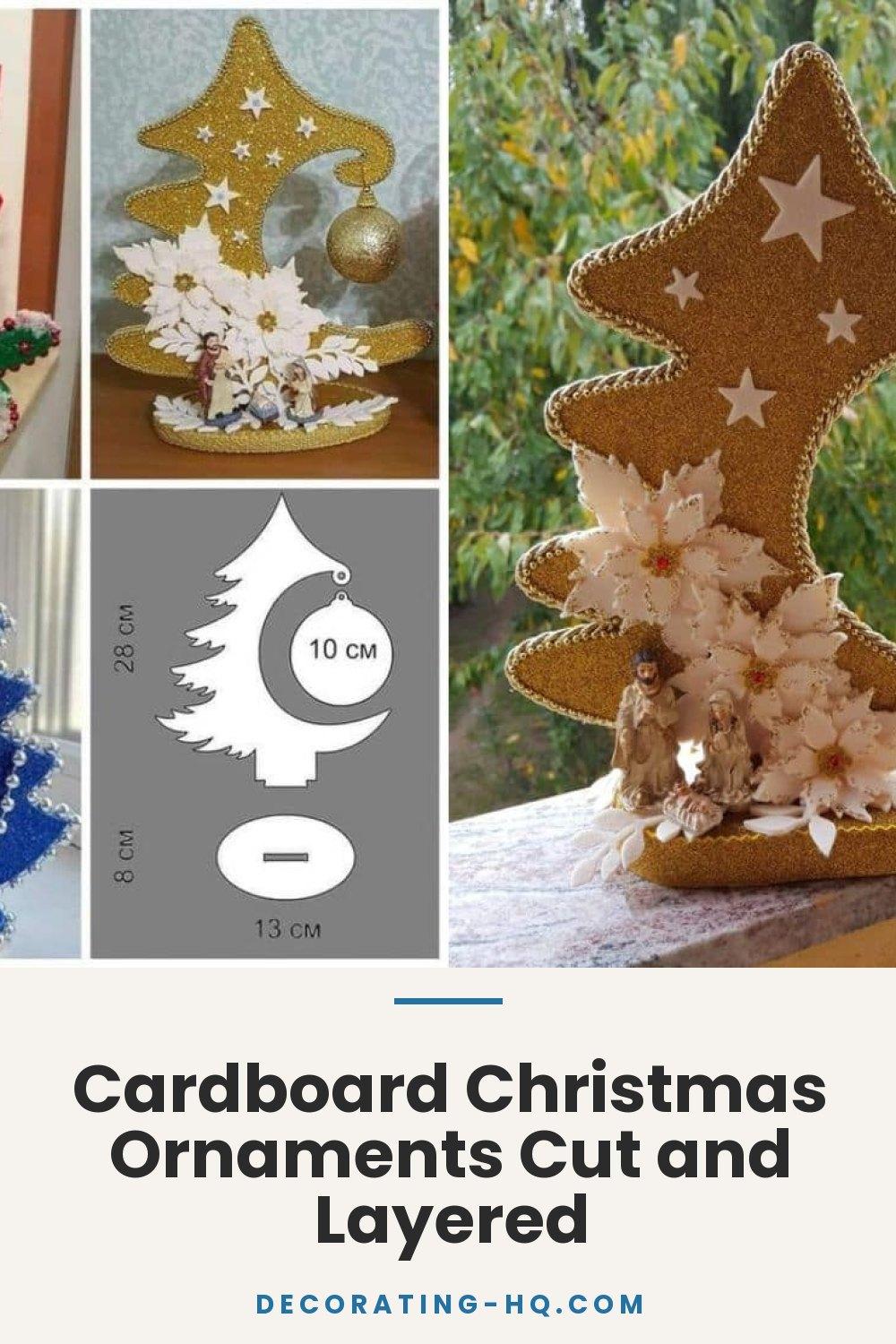 Cardboard Christmas Ornaments Cut and Layered