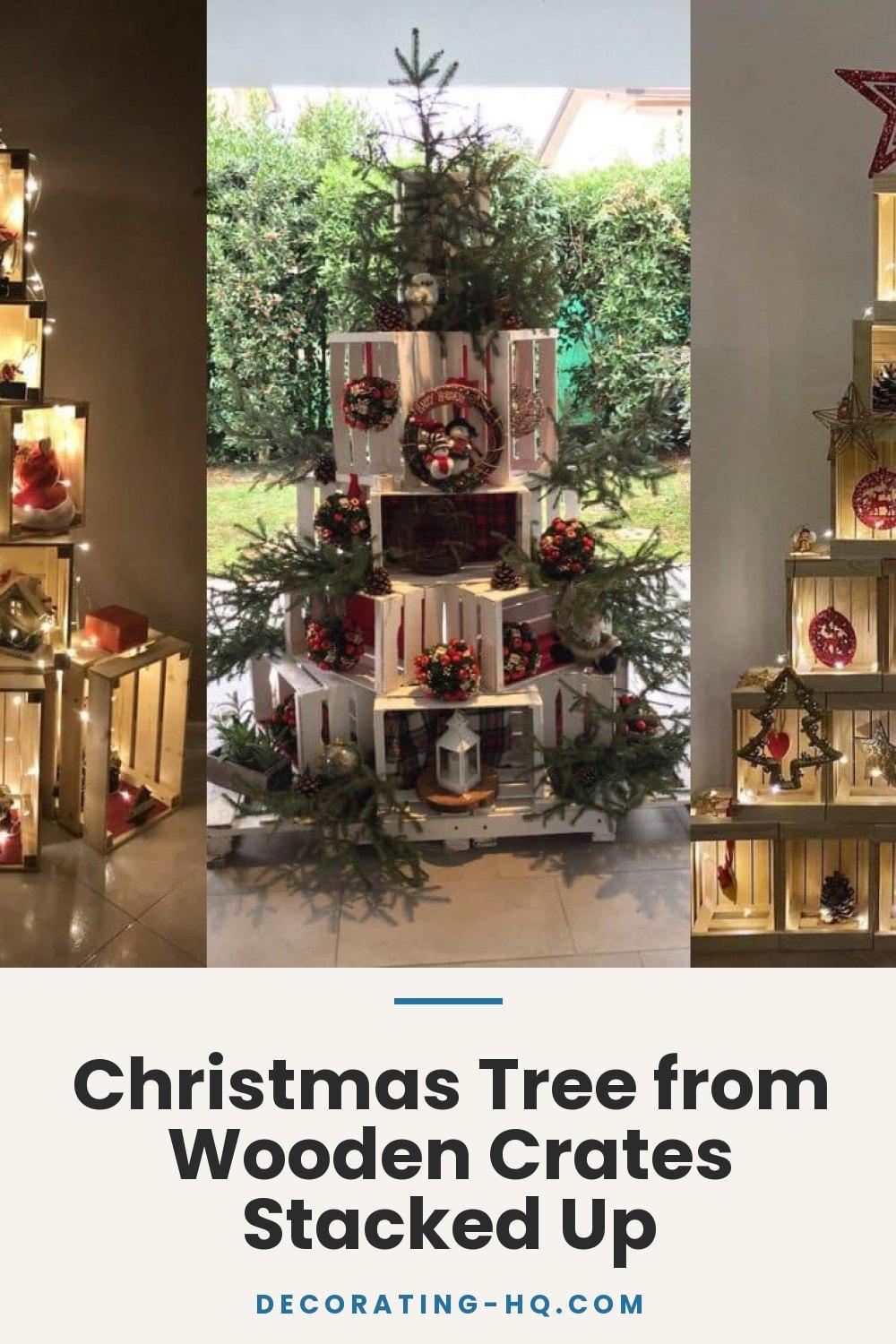 Christmas Tree from Wooden Crates Stacked Up