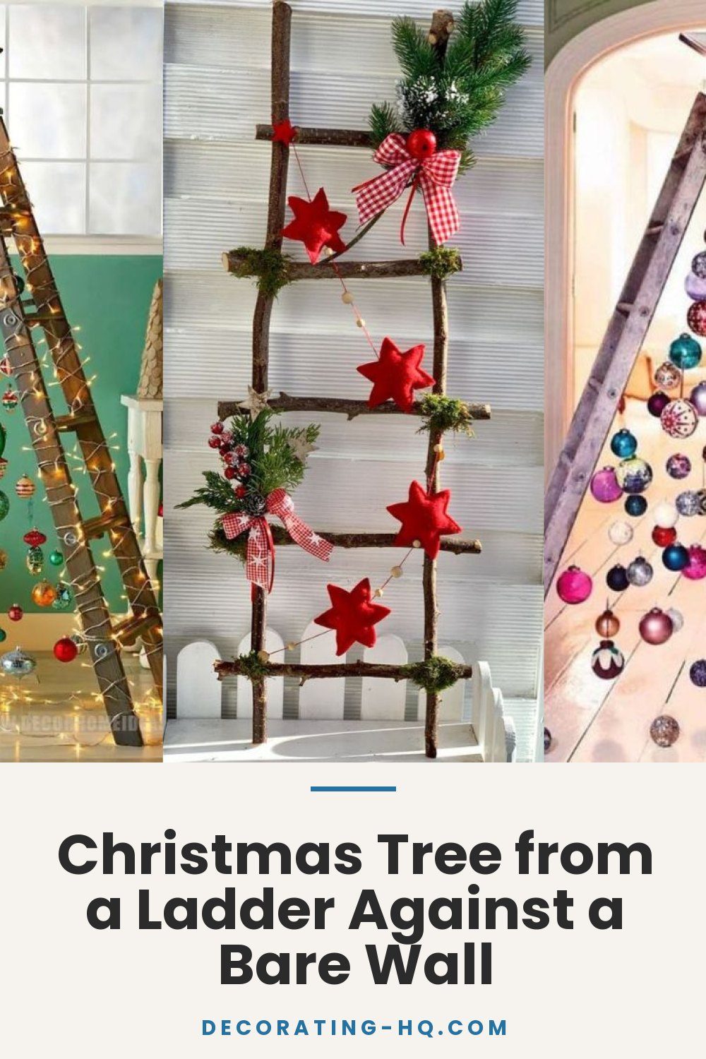 Christmas Tree from a Ladder Against a Bare Wall