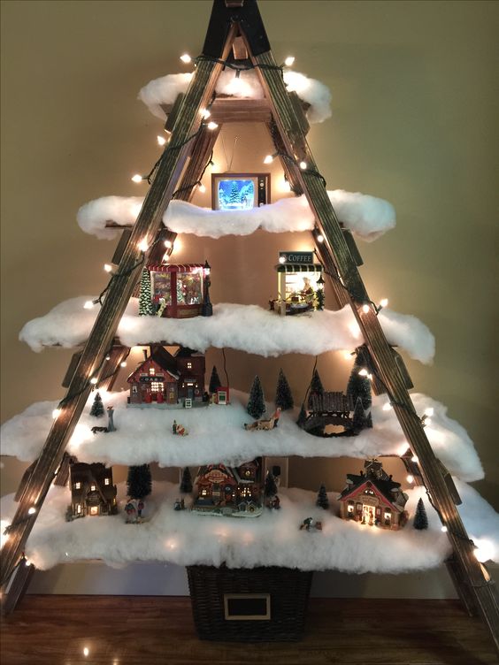 christmas trees made with a wooden ladder 5