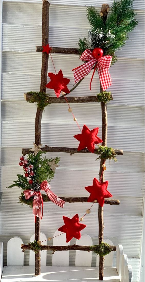 christmas trees made with a wooden ladder 6