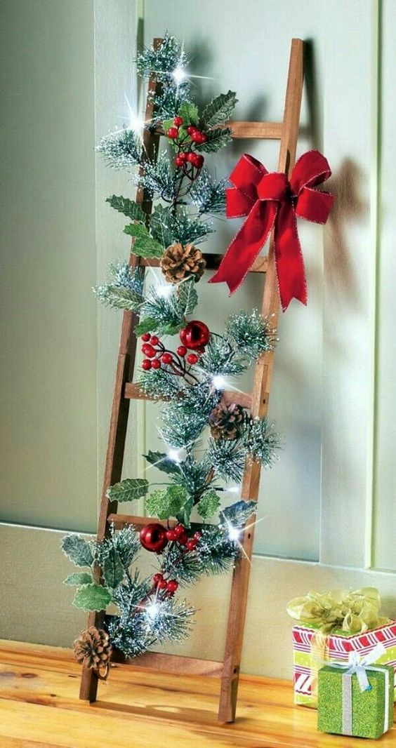 christmas trees made with a wooden ladder 9