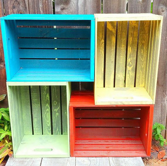 15+ Lovely DIY Colored Wooden Crates