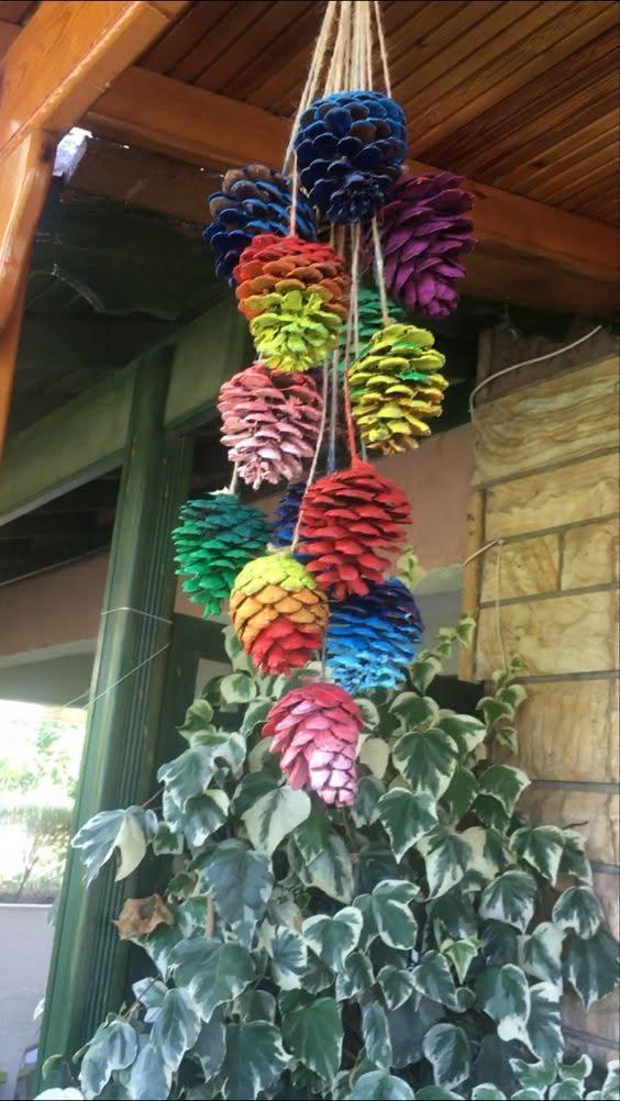 Colorful Handmade Mobile with Pine Cones: A Charming DIY Nature Craft Colorful Handmade Mobile with Pine Cones: A Charming DIY Nature Craft colorful handmade mobile with pine cones 3