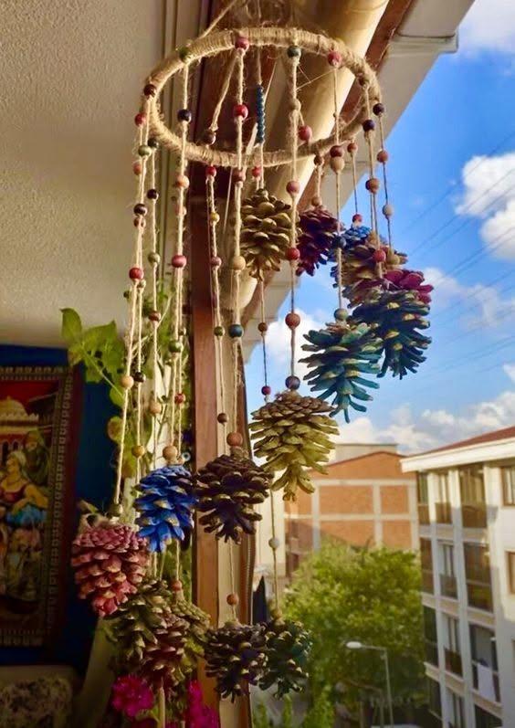 Colorful Handmade Mobile with Pine Cones: A Charming DIY Nature Craft Colorful Handmade Mobile with Pine Cones: A Charming DIY Nature Craft colorful handmade mobile with pine cones 4